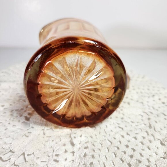Carnival Glass Pitcher Creamer Amber Colour Fluted Design Milk Pitcher Vintage - Picture 8 of 10